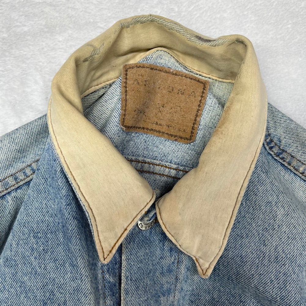 Vintage‎ Arizona Jean Co. Trucker Jacket Men's Blue Denim Pockets Button Front - Picture 8 of 12